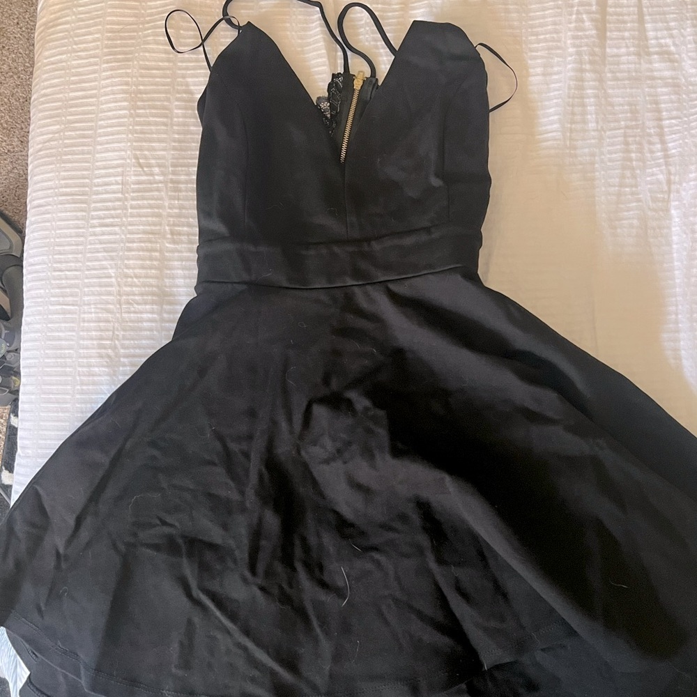 Black skater dress with lace back detail